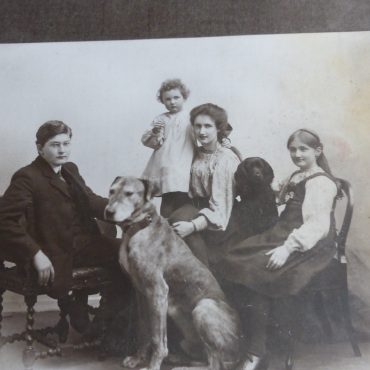 Lawrence Rowntree and family, including dog called Hamlet