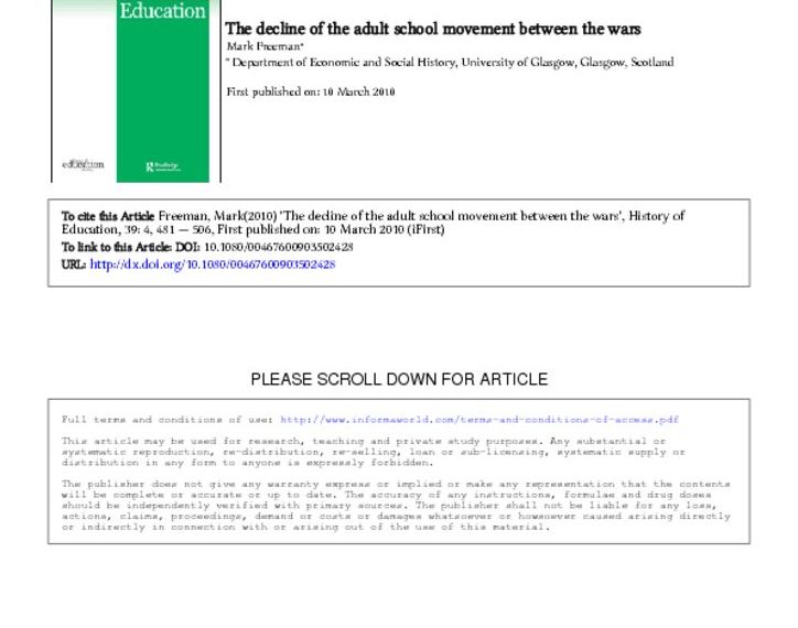 thumbnail of ADULT SCHOOLS ARTICLE HIST OF ED vol 39