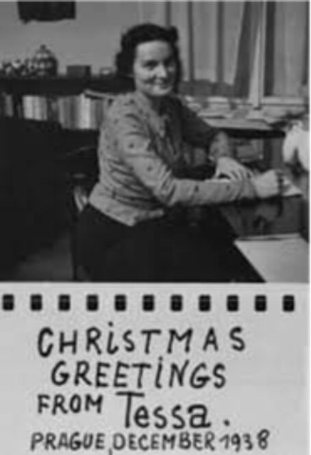 Tessa at Christmas, black and white