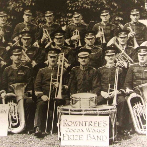 Sepia image of brass band