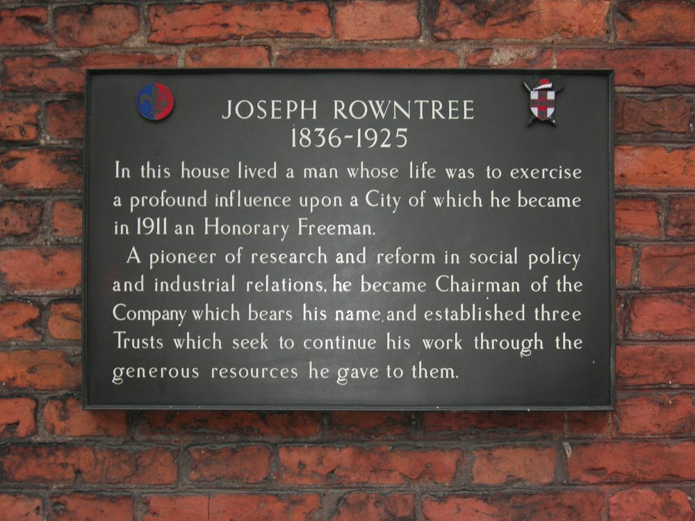 Joseph Rowntree plaque on Bootham